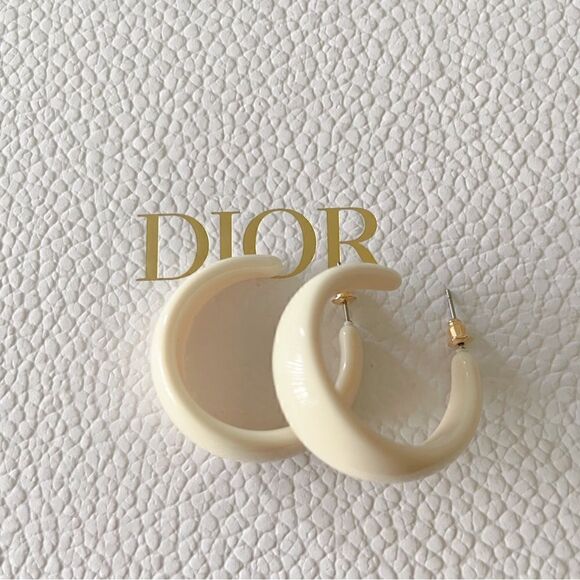 White Hoop Earrings - Picture 3 of 6